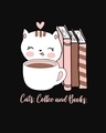 Shop Cats,coffee and Books Women's Round Neck 3/4 Sleeve T-shirt-Full