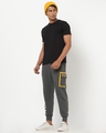 Shop Men's Grey Caution Typography Oversized Joggers-Full