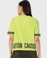 Shop Women's Green Caution Typography Relaxed Short Top-Full