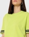 Shop Women's Green Caution Typography Relaxed Short Top
