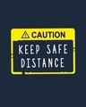 Shop Caution Safe Distance Half Sleeve T-Shirt Navy Blue-Full