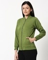 Shop Women's Green AOP Zipper Bomber Jacket-Design