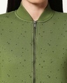 Shop Women's Green AOP Zipper Bomber Jacket