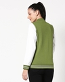 Shop Women's Green & White Color Block Varsity Bomber Jacket-Full