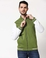 Shop Men's Green & White Color Block Varsity Bomber Jacket-Front