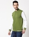 Shop Men's Green & White Color Block Varsity Bomber Jacket-Design