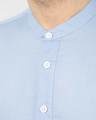 Shop Celeste Blue Mandarin Collar Henley Full Sleeve Shirt