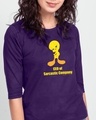 Shop CEO Of Sarcastic Company 3/4 Sleeve T-Shirt Slim Fit Parachute Purple (LTL)-Front