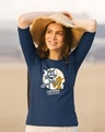 Shop Certified Troublemakers Round Neck 3/4th Sleeve T-Shirt (TJL) Navy Blue-Front