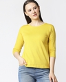 Shop Ceylon Yellow 3/4 Sleeves T-Shirt-Front