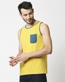 Shop Ceylon Yellow Contrast Binding Pocket Vest-Design