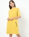 Shop Ceylon Yellow Elbow Sleeve Pocket Dress-Front