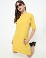 Shop Ceylon Yellow Elbow Sleeve Pocket Dress-Full