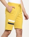 Shop Ceylon Yellow Men's Solid One Side Printed Strip Shorts-Front
