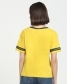 Shop Ceylon Yellow V Neck Stripe Sleeves Relaxed Fit T-Shirt-Design