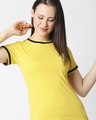 Shop Ceylon Yellow Women Half sleeve Plain Rib T-Shirt-Front