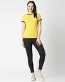 Shop Ceylon Yellow Women Half sleeve Plain Rib T-Shirt