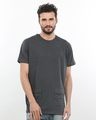 Shop Charcoal Melange Pocket Longline T-Shirt-Front