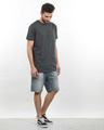 Shop Charcoal Melange Pocket Longline T-Shirt-Full
