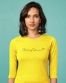 Shop Chasing Dream Round Neck Sleeve T-Shirt Pineapple Yellow