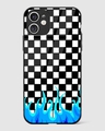 Shop Checkered Blue Flame Premium Glass Case for Apple iPhone 11-Front