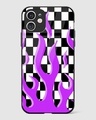 Shop Checkered Purple Flame Premium Glass Case for Apple iPhone 11-Front