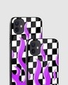 Shop Checkered Purple Flame Premium Glass Case for Apple iPhone 12-Design