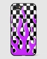 Shop Checkered Purple Flame Premium Glass Case for Apple iPhone SE 2020-Front