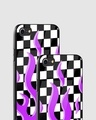 Shop Checkered Purple Flame Premium Glass Case for Apple iPhone SE 2020-Design