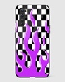 Shop Checkered Purple Flame Premium Glass Case for OnePlus Nord-Front