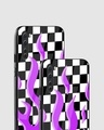 Shop Checkered Purple Flame Premium Glass Case for OnePlus Nord-Design