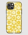 Shop Checkered Yellow Daisies Premium Glass Case for Apple iPhone 13-Front