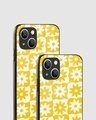 Shop Checkered Yellow Daisies Premium Glass Case for Apple iPhone 13-Design