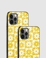 Shop Checkered Yellow Daisies Premium Glass Case for Apple iPhone 14 Pro Max-Design