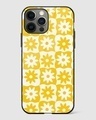 Shop Checkered Yellow Daisies Premium Glass Case for Apple iPhone 15 Pro Max-Front