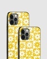 Shop Checkered Yellow Daisies Premium Glass Case for Apple iPhone 15 Pro Max-Design