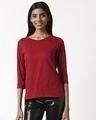 Shop Cherry Red 3/4th Sleeve Slim Fit T-Shirt-Design