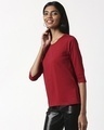 Shop Cherry Red 3/4th Sleeve Slim Fit T-Shirt-Full