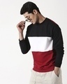 Shop Cherry Red Color Block Fleece Sweatshirt-Front