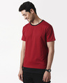 Shop Cherry Red Contrast Hem T-Shirt-Front