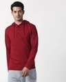 Shop Cherry Red Henley Hoodie T-Shirt-Design