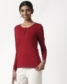 Shop Cherry Red Henley T-Shirt-Full