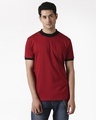 Shop Cherry Red High Neck Ringer T-Shirt
