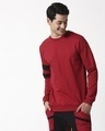 Shop Cherry Red Sports Trim Fleece Sweatshirt-Front