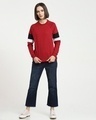 Shop Women's Cherry Red Color Block Sweater-Full