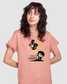 Shop Women's Pink Chibi Harry Graphic Printed Boyfriend T-shirt-Front