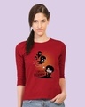 Shop Women's Red Chibi Harry 3/4th Sleeve Graphic Printed Slim Fit T-shirt-Front