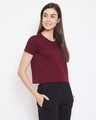 Shop Chic Basic Cropped Sleep Women's Tee in Maroon