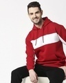 Shop Men's Red & White Color Block Hoodie-Front