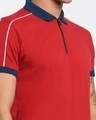 Shop Men's Chili Pepper Contrast Collar Zipper Polo T-shirt
